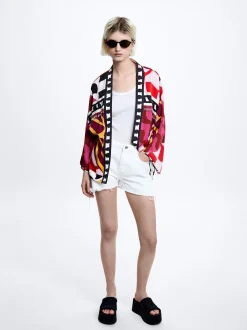 PARFOIS Kimono Abierto Estampado Multicor Cheap