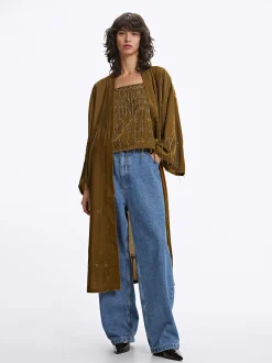 PARFOIS Kimono Con Aplicaciones Marrón Shop