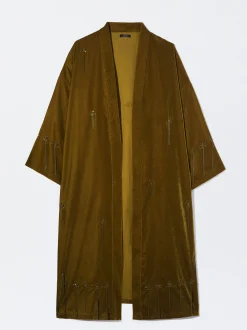 PARFOIS Kimono Con Aplicaciones Marr&oacute;n Shop