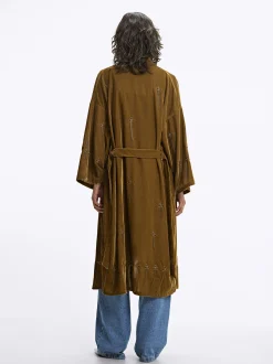 PARFOIS Kimono Con Aplicaciones Marr&oacute;n Shop
