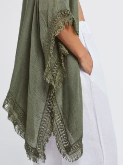 PARFOIS Kimono Con Flecos Caqui Fashion