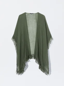 PARFOIS Kimono Con Flecos Caqui Fashion