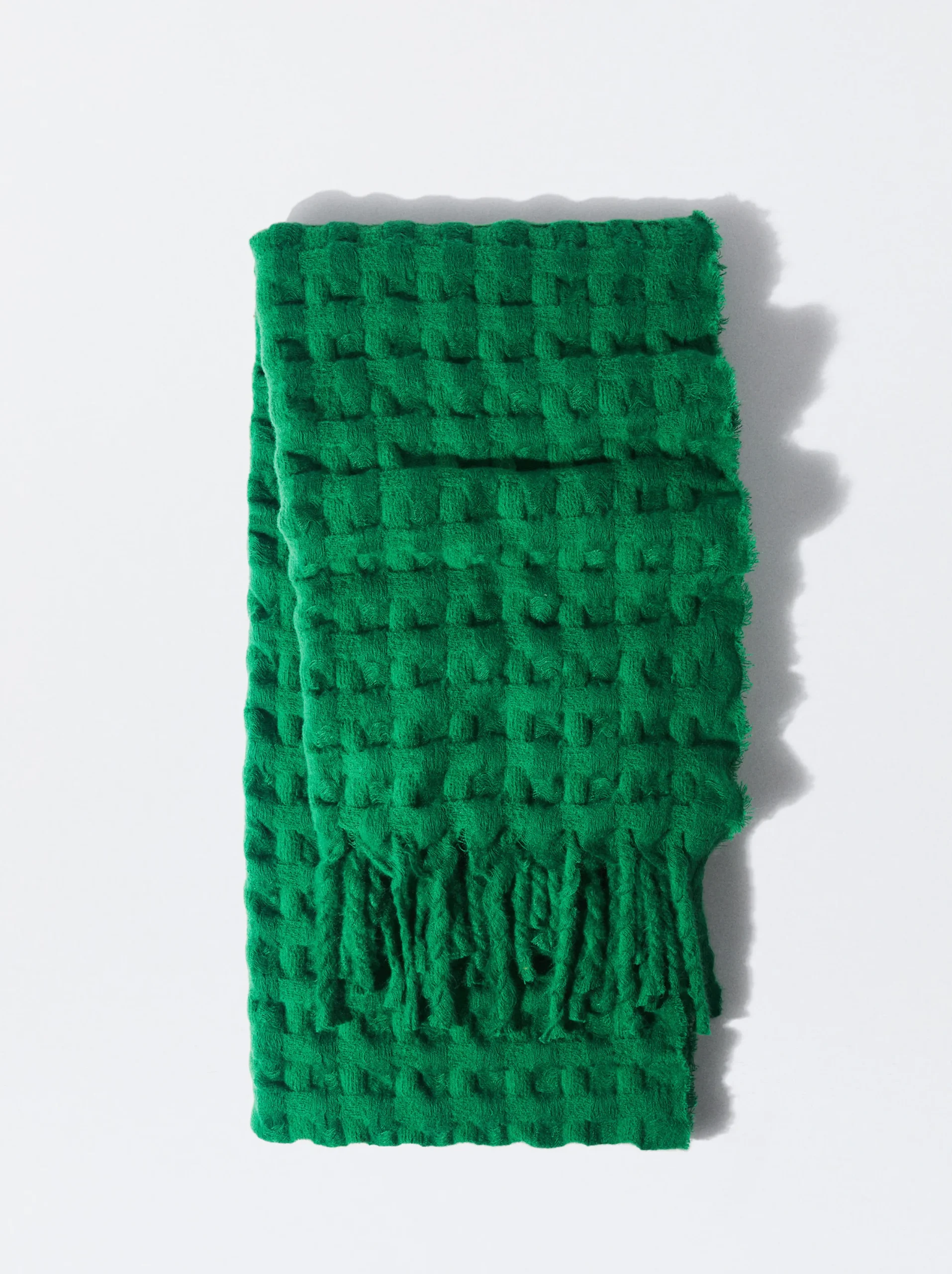 PARFOIS Maxi Bufanda Con Flecos Verde Clearance