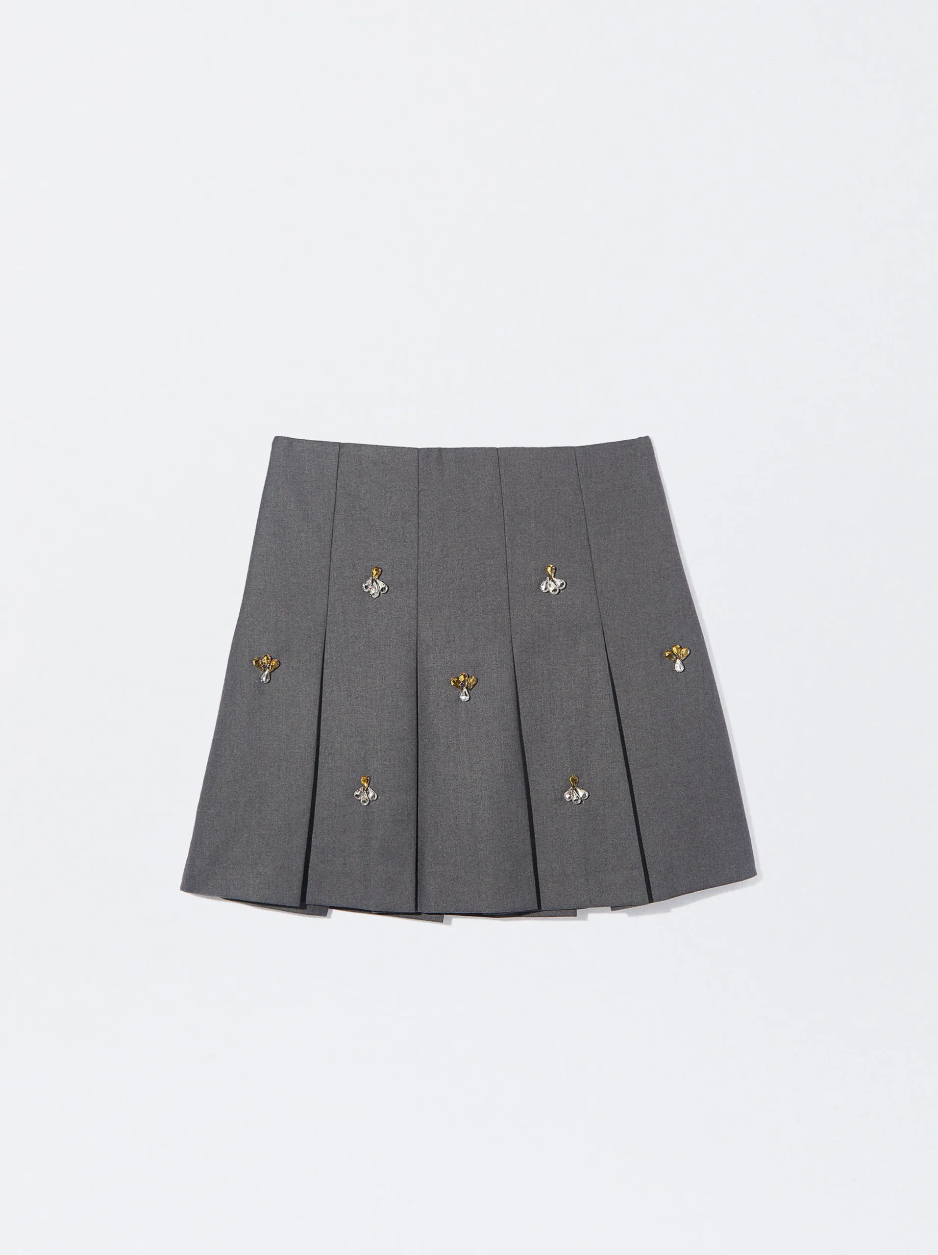 PARFOIS Minifalda Plisada Con Aplicaciones Gris Best