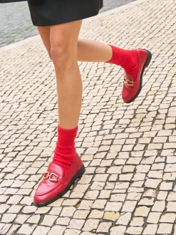 PARFOIS Mocasín Plano Hebilla Rojo Sale