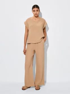 PARFOIS Pantalón Algodón Con Estructura Marrón Cheap