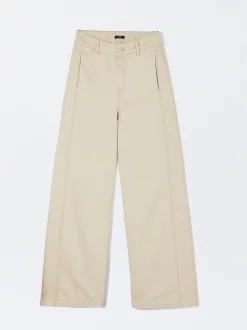 PARFOIS Pantalón Ancho De Algodón Crudo Discount