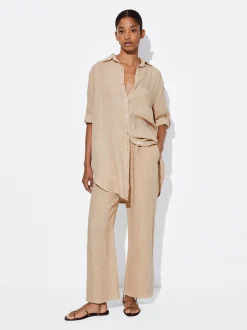 PARFOIS Pantalón Ancho Lino Crudo Cheap