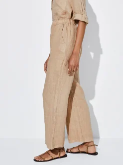 PARFOIS Pantalón Ancho Lino Crudo Cheap