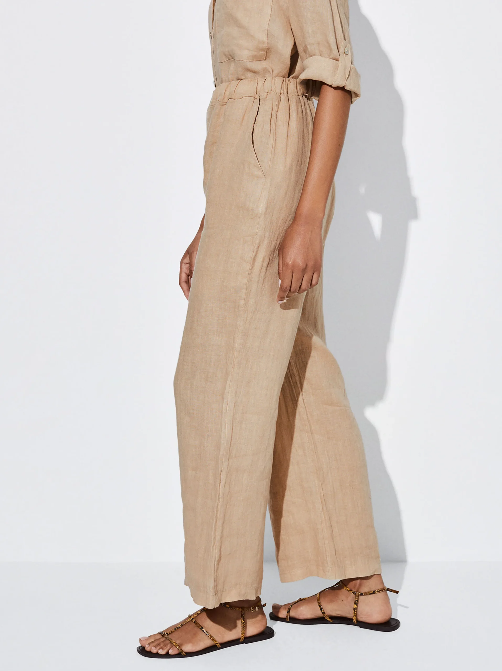PARFOIS Pantalón Ancho Lino Crudo Cheap