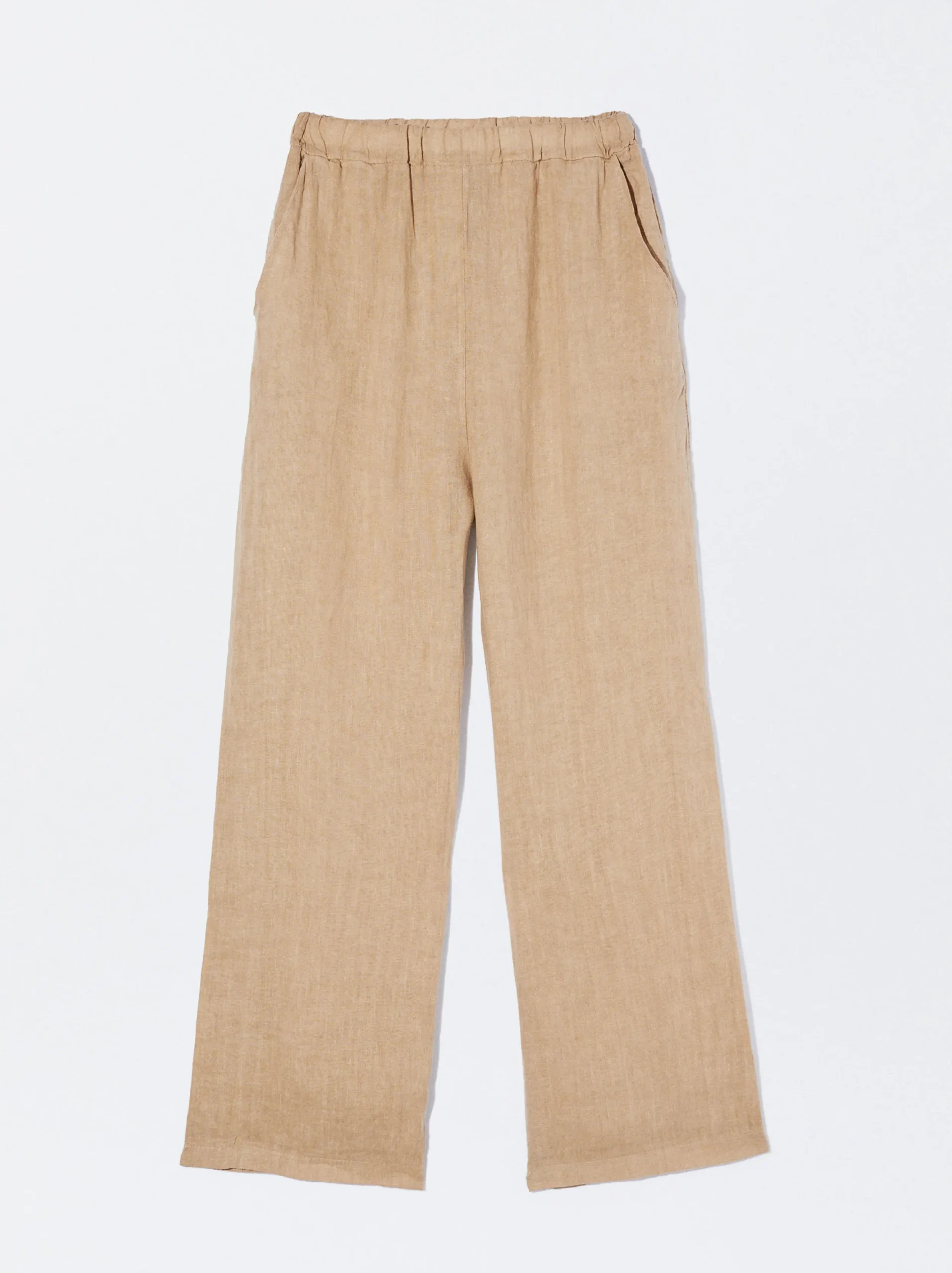 PARFOIS Pantalón Ancho Lino Crudo Cheap