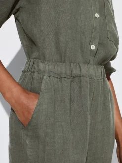 PARFOIS Pantal&oacute;n Ancho Lino Caqui Clearance