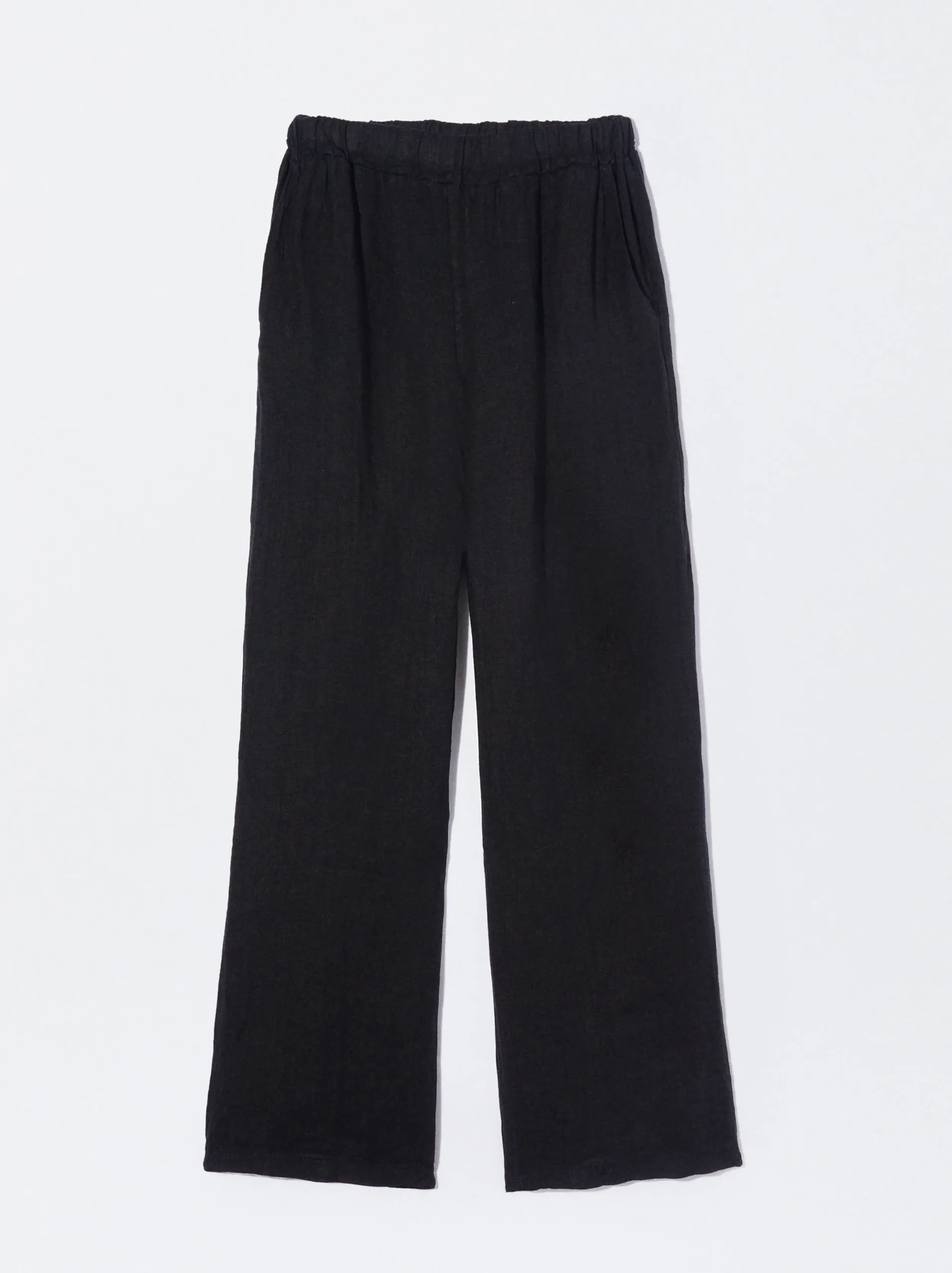 PARFOIS Pantalón Ancho Lino Negro Hot