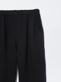 PARFOIS Pantalón Ancho Lino Negro Hot