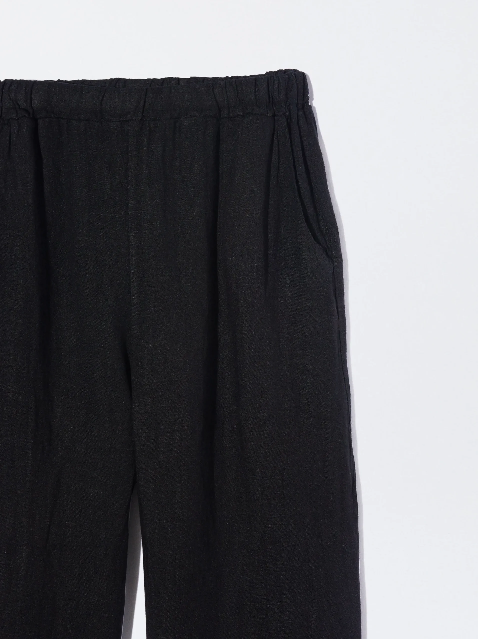 PARFOIS Pantalón Ancho Lino Negro Hot