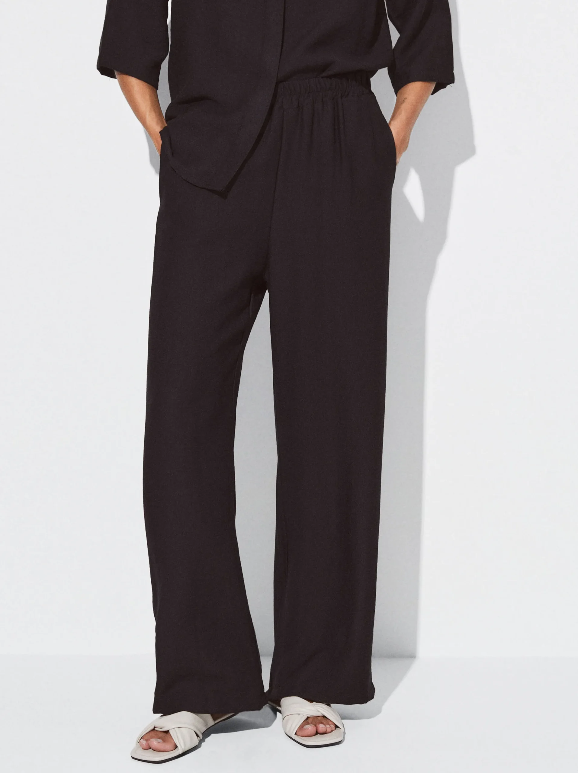 PARFOIS Pantalón Cintura Elástica Negro Discount