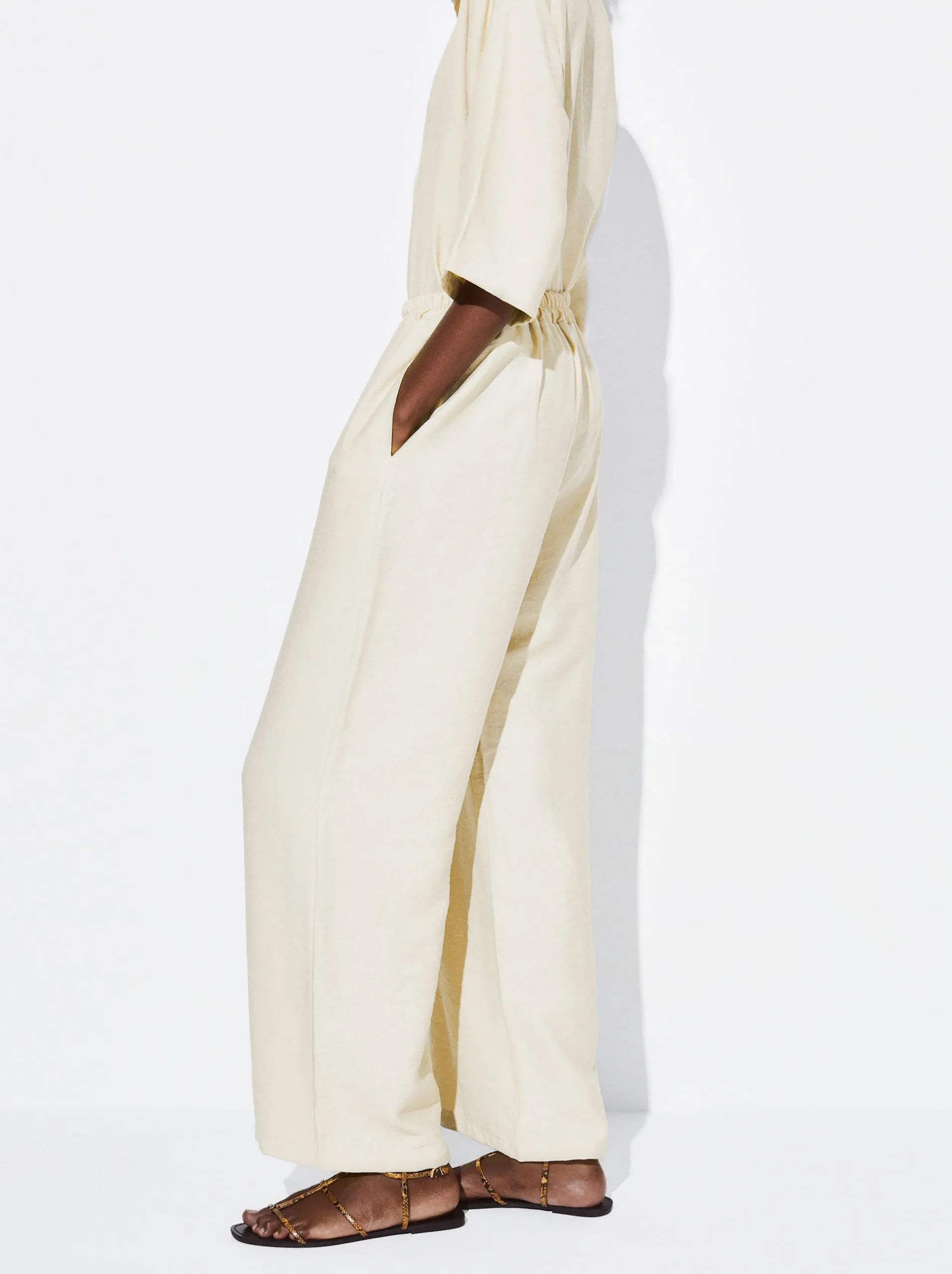 PARFOIS Pantalón Cintura Elástica Beige Sale