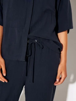 PARFOIS Pantal&oacute;n De Lyocell Cintura El&aacute;stica Azul Online