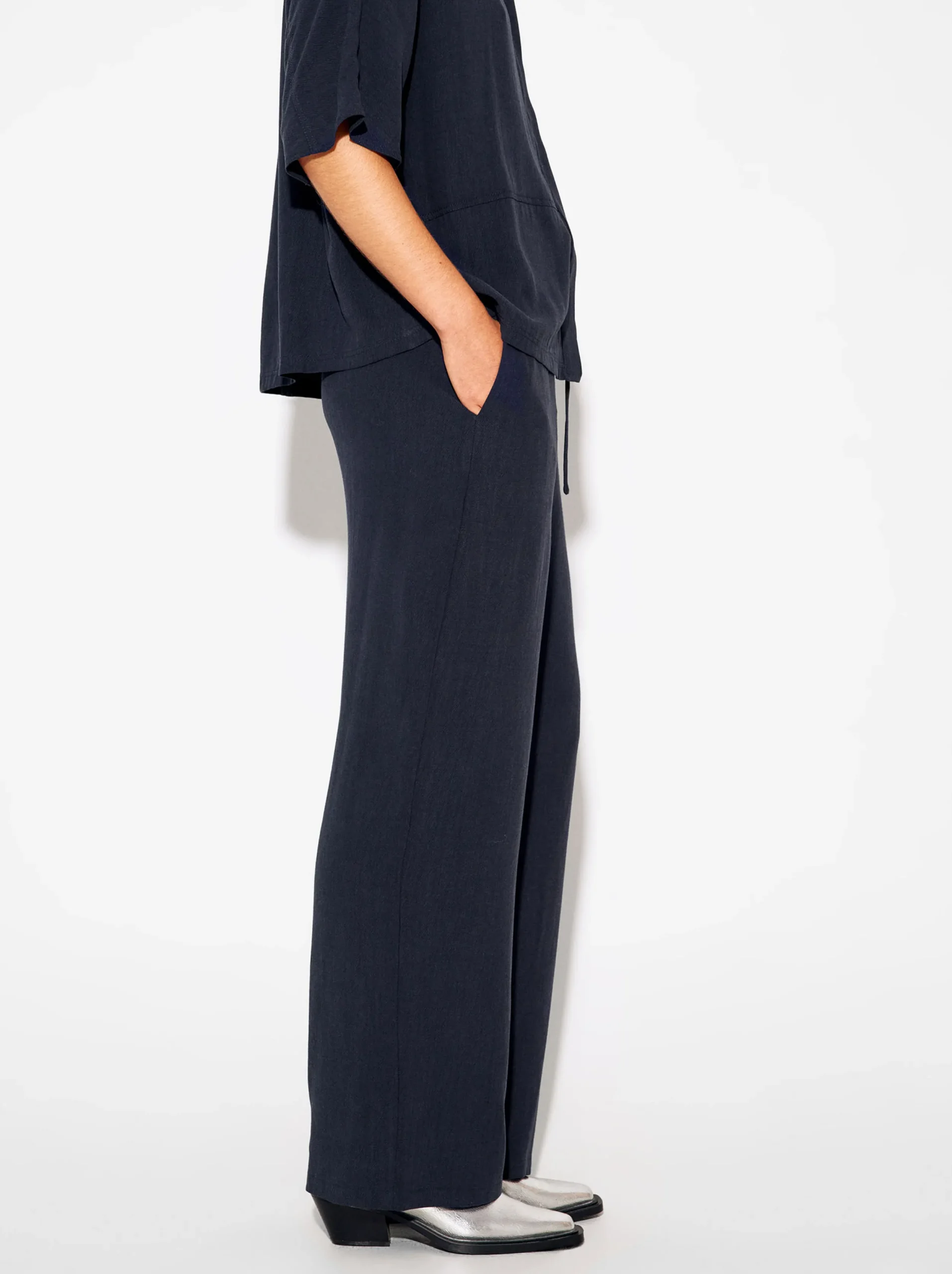 PARFOIS Pantalón De Lyocell Cintura Elástica Azul Online