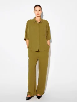 PARFOIS Pantalón De Lyocell Cintura Elástica Amarillo Cheap