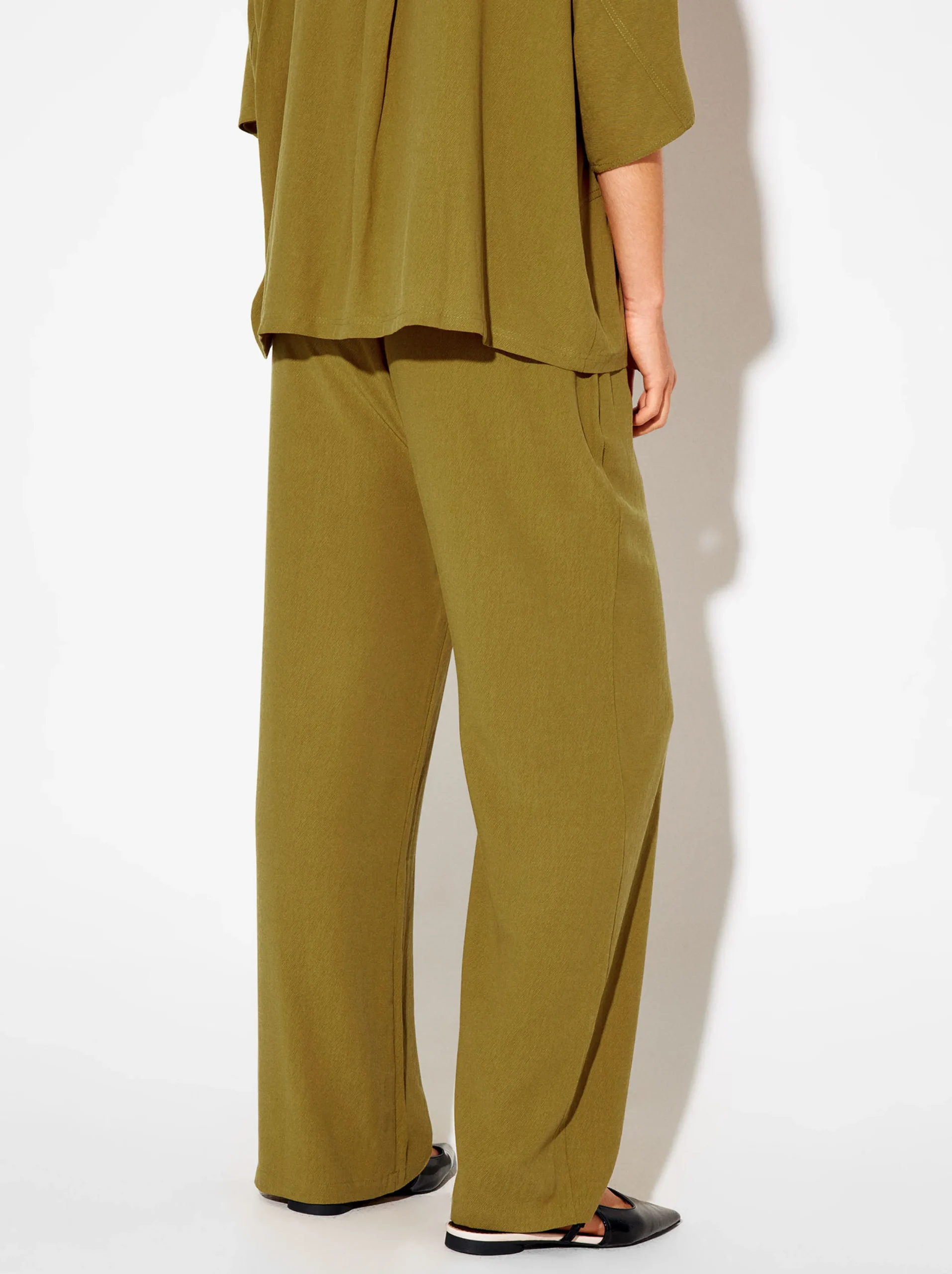 PARFOIS Pantalón De Lyocell Cintura Elástica Amarillo Cheap