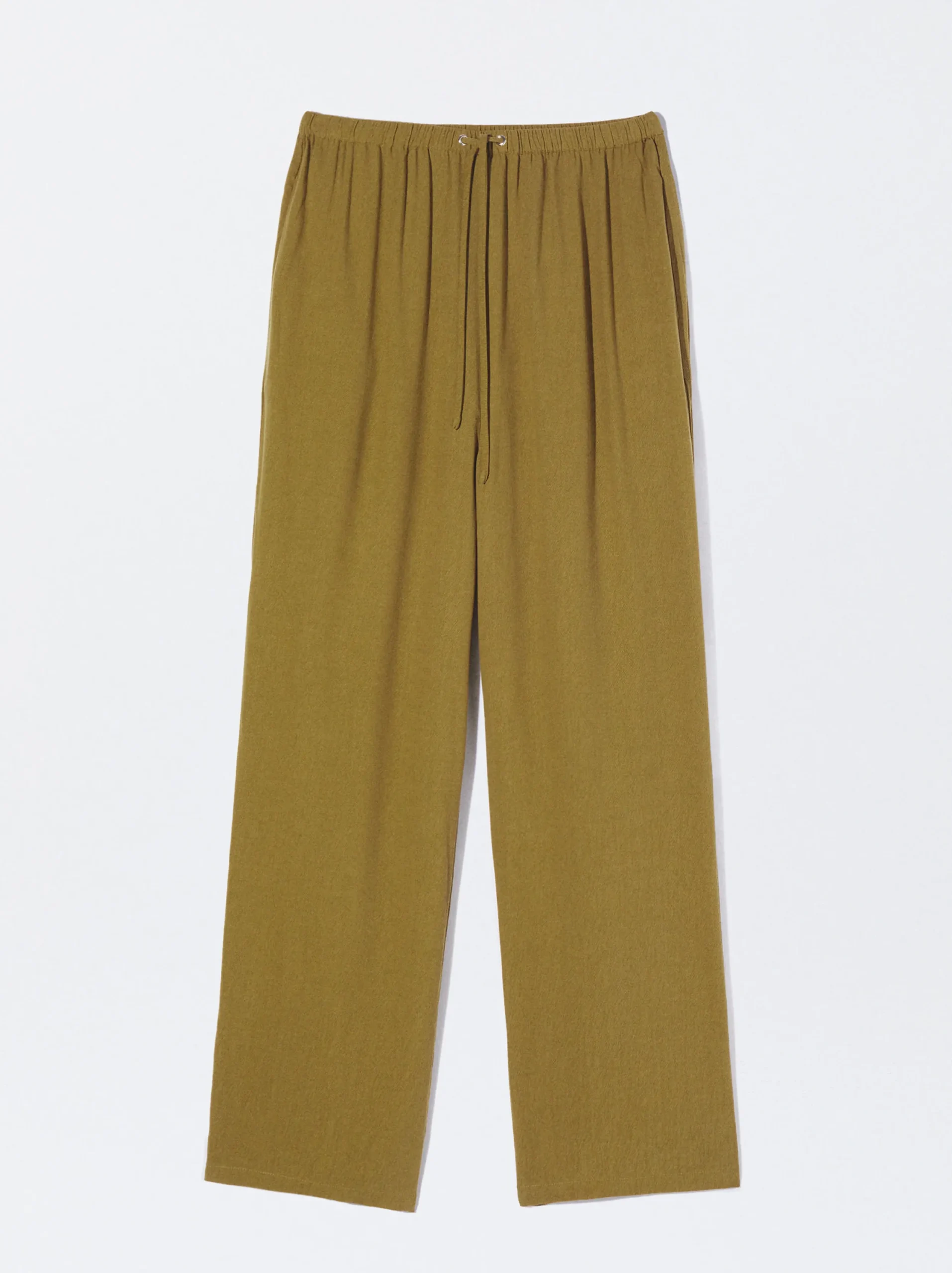 PARFOIS Pantalón De Lyocell Cintura Elástica Amarillo Cheap
