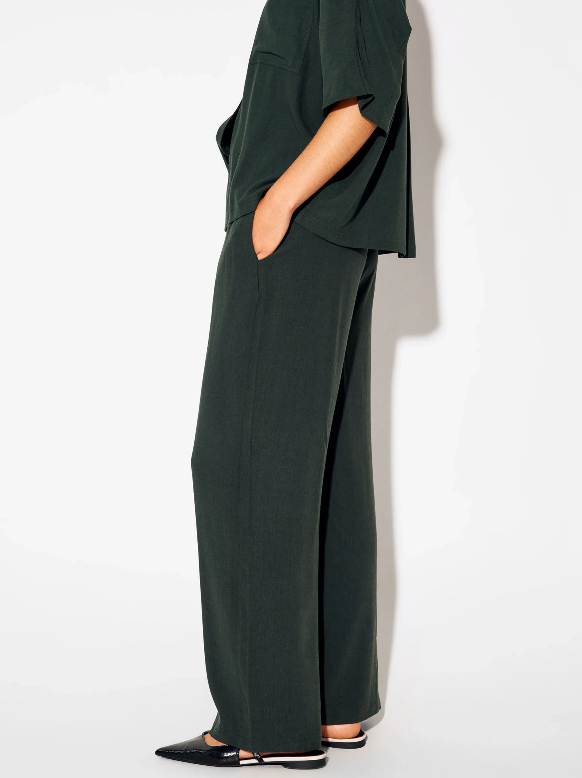 PARFOIS Pantalón De Lyocell Cintura Elástica Verde Flash Sale