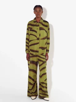 PARFOIS Pantalón Estampado Con Bolsillos Verde Sale