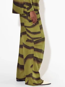PARFOIS Pantalón Estampado Con Bolsillos Verde Sale