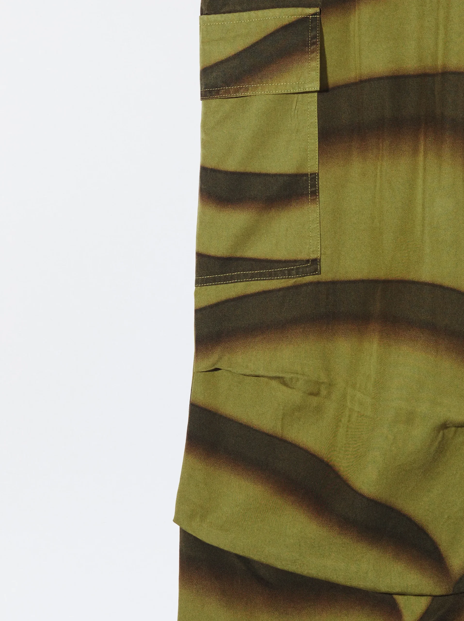 PARFOIS Pantalón Estampado Con Bolsillos Verde Sale