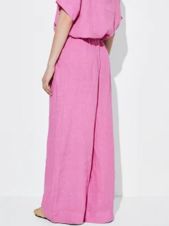 PARFOIS Pantalón Fluido 100% Lino Rosa Sale