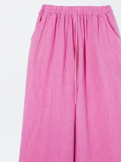 PARFOIS Pantalón Fluido 100% Lino Rosa Sale