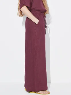 PARFOIS Pantalón Fluido 100% Lino Burdeos Shop