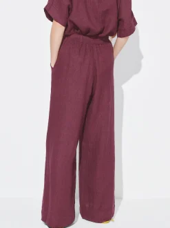 PARFOIS Pantalón Fluido 100% Lino Burdeos Shop
