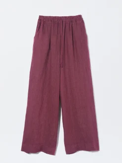 PARFOIS Pantalón Fluido 100% Lino Burdeos Shop