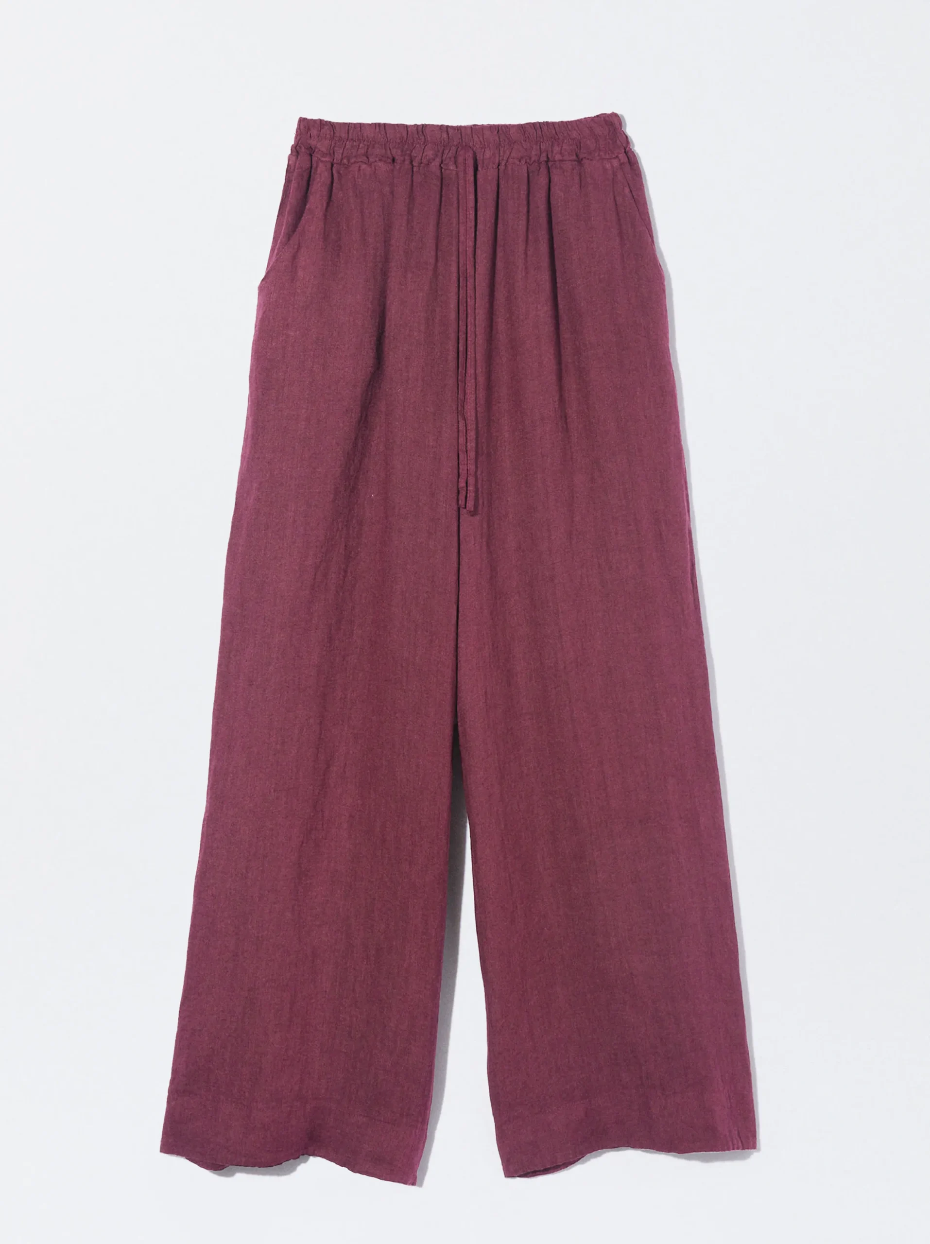 PARFOIS Pantalón Fluido 100% Lino Burdeos Shop