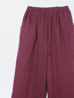PARFOIS Pantalón Fluido 100% Lino Burdeos Shop