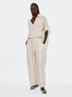 PARFOIS Pantalón Fluido 100% Lino Crudo New