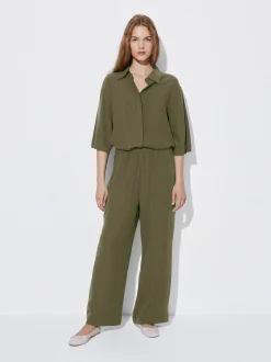 PARFOIS Pantalón Fluido Con Cintura Elástica Verde Cheap