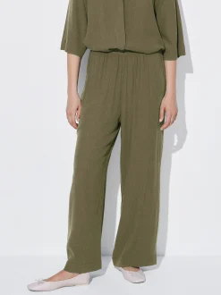 PARFOIS Pantal&oacute;n Fluido Con Cintura El&aacute;stica Verde Cheap