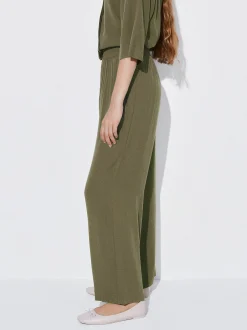 PARFOIS Pantal&oacute;n Fluido Con Cintura El&aacute;stica Verde Cheap