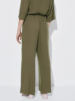 PARFOIS Pantal&oacute;n Fluido Con Cintura El&aacute;stica Verde Cheap