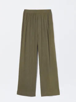 PARFOIS Pantal&oacute;n Fluido Con Cintura El&aacute;stica Verde Cheap