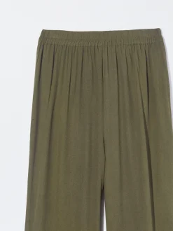 PARFOIS Pantal&oacute;n Fluido Con Cintura El&aacute;stica Verde Cheap