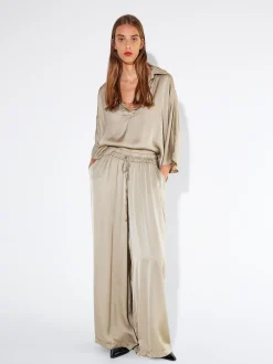 PARFOIS Pantalón Fluido Con Cintura Elástica Gris Hot