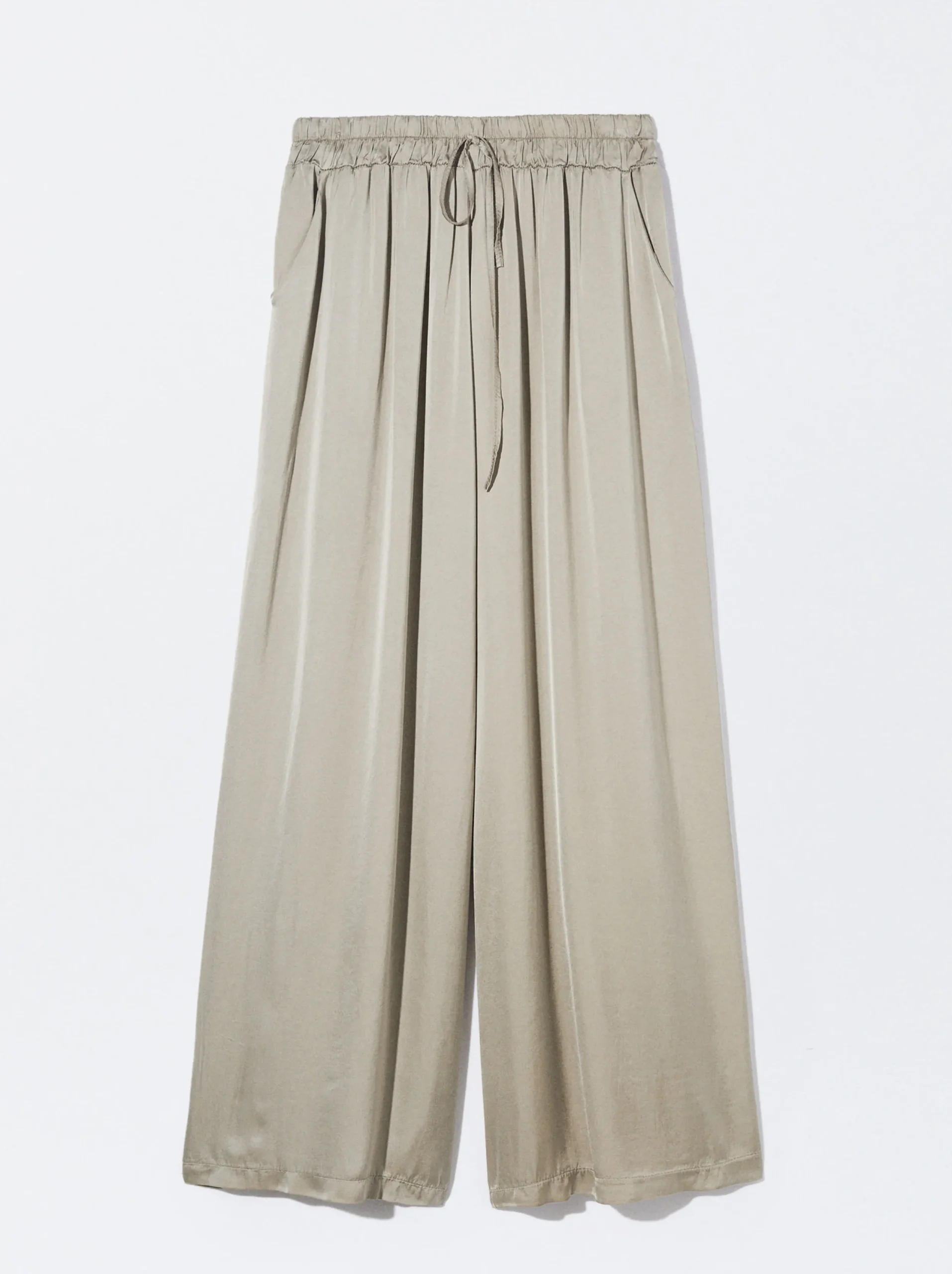 PARFOIS Pantalón Fluido Con Cintura Elástica Gris Hot