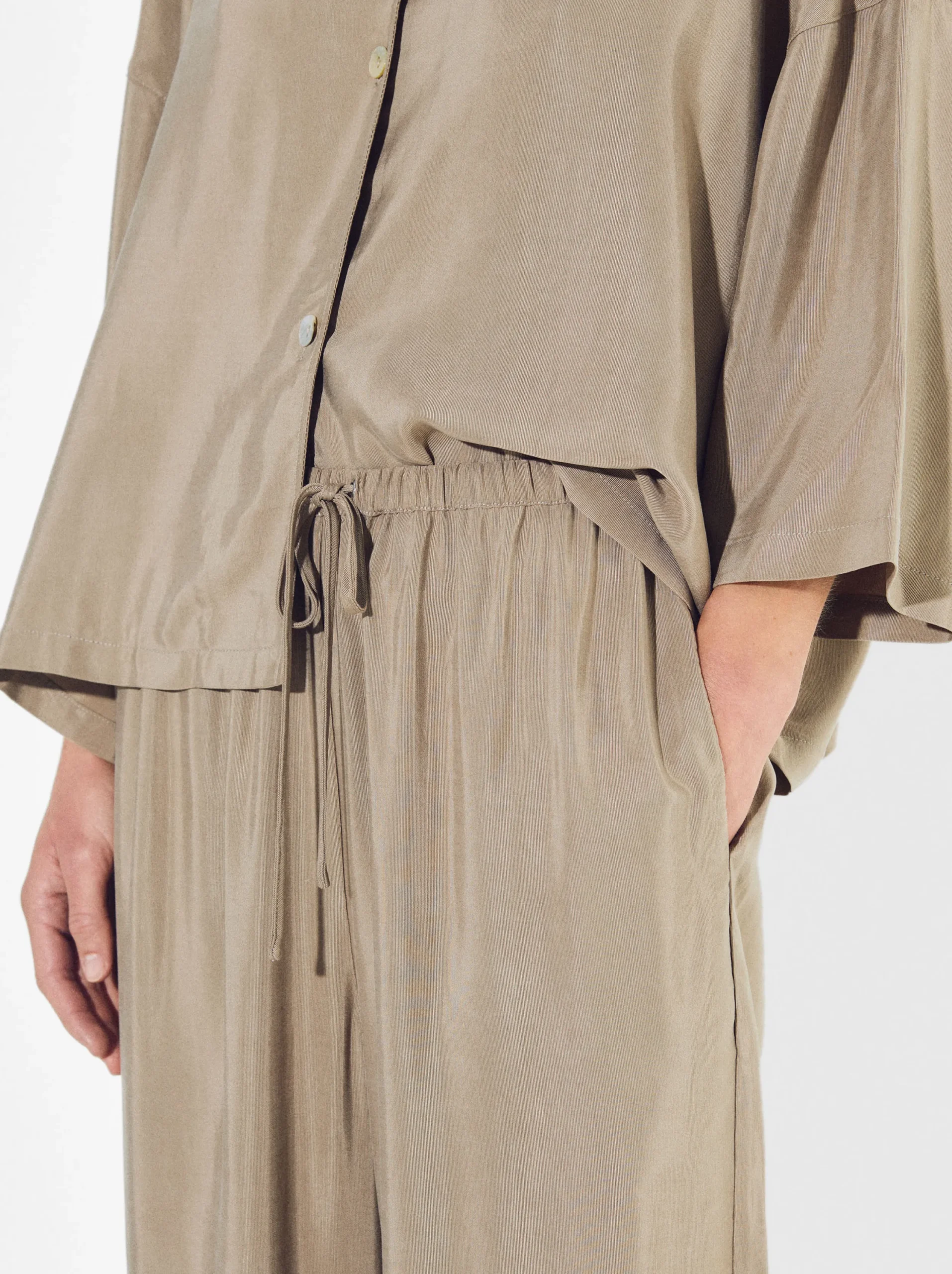 PARFOIS Pantalón Fluido Con Cintura Elástica Beige Sale