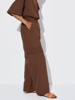 PARFOIS Pantalón Fluido Con Cintura Elástica Marrón Hot