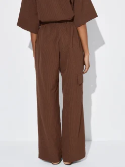PARFOIS Pantalón Fluido Con Cintura Elástica Marrón Hot
