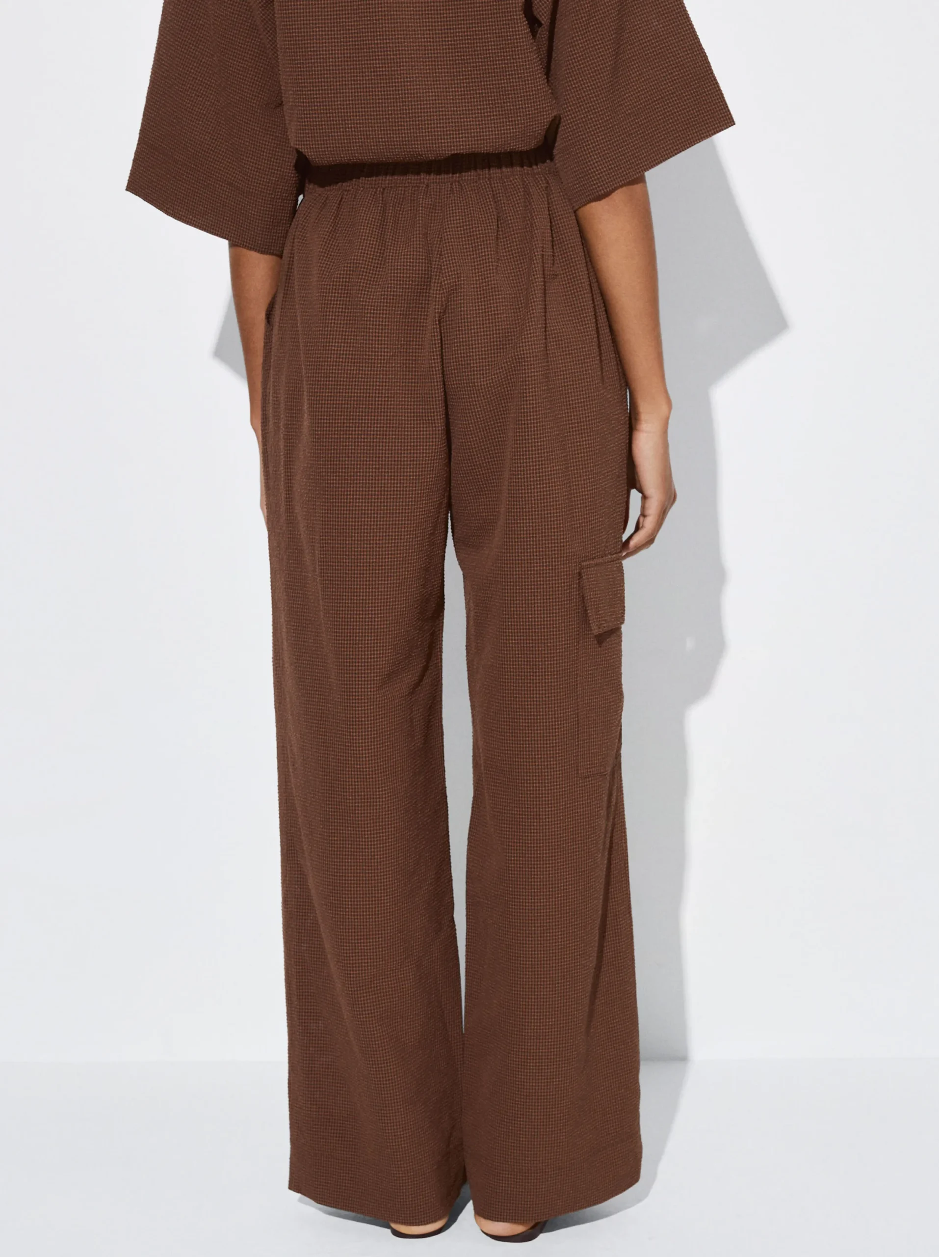 PARFOIS Pantalón Fluido Con Cintura Elástica Marrón Hot